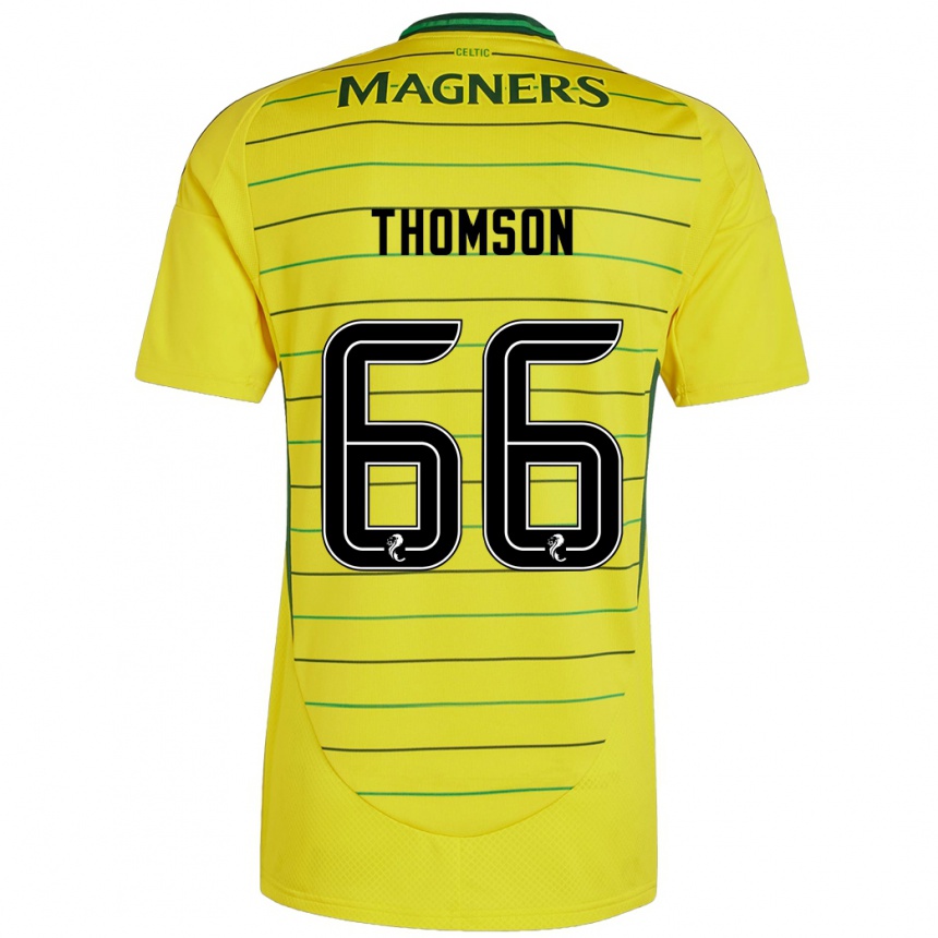 Kinder Fußball Corey Thomson #66 Gelb Auswärtstrikot Trikot 2024/25 T-Shirt Luxemburg