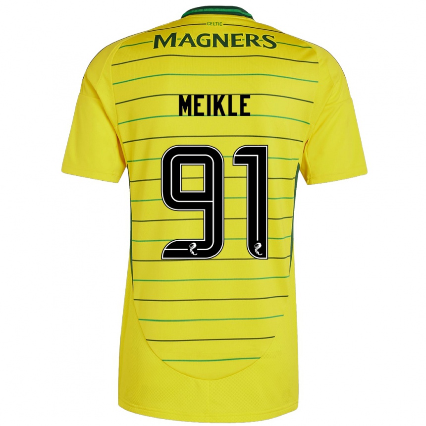 Kinder Fußball Jamie Meikle #91 Gelb Auswärtstrikot Trikot 2024/25 T-Shirt Luxemburg