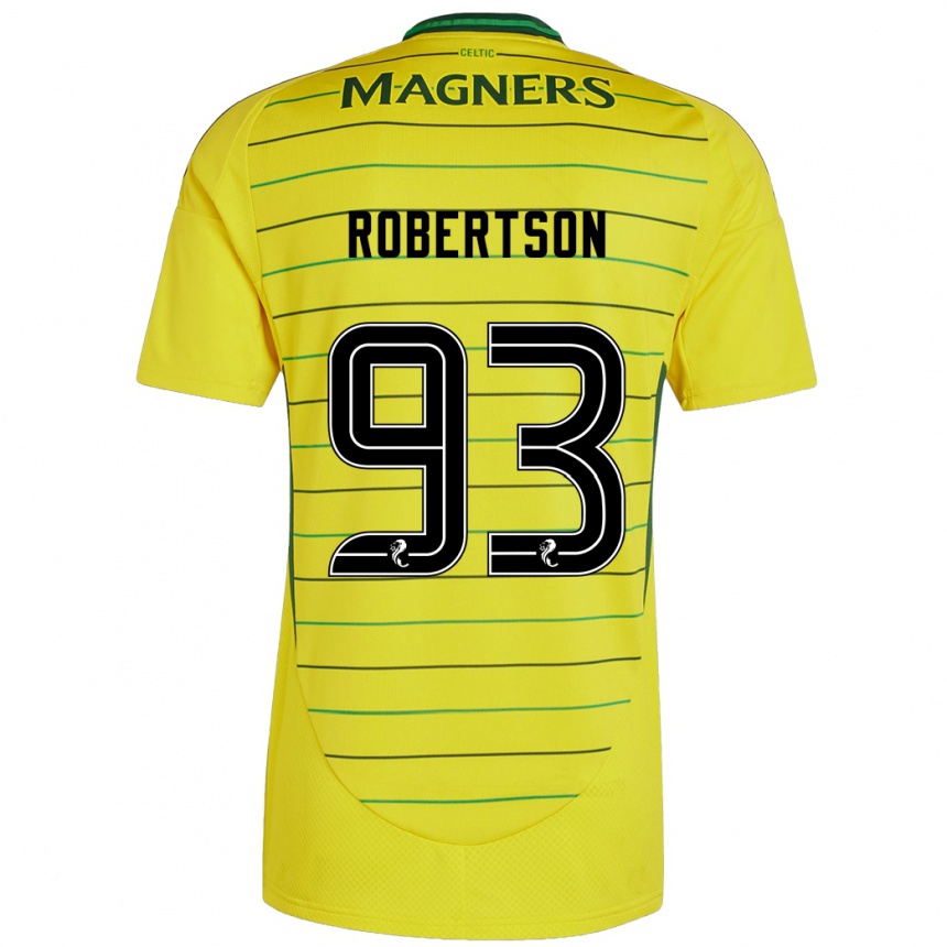 Kinder Fußball Mitchell Robertson #93 Gelb Auswärtstrikot Trikot 2024/25 T-Shirt Luxemburg