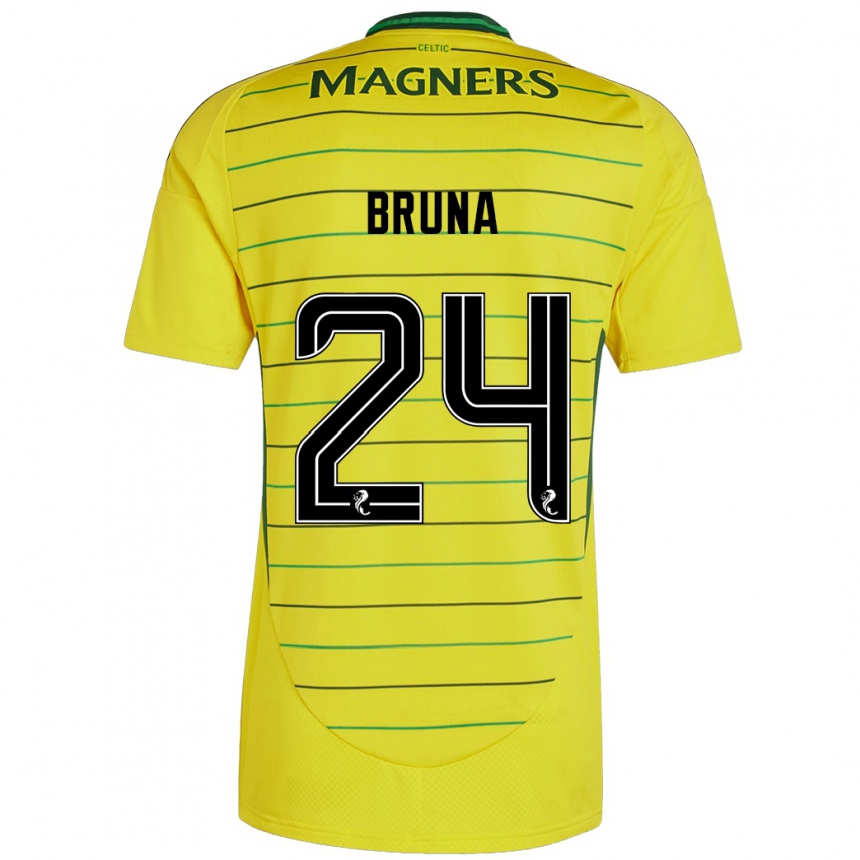 Kinder Fußball Bruna Lourenço #24 Gelb Auswärtstrikot Trikot 2024/25 T-Shirt Luxemburg