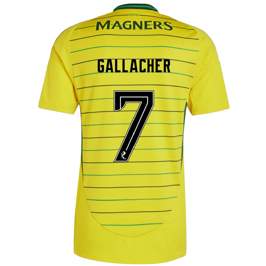 Kinder Fußball Amy Gallacher #7 Gelb Auswärtstrikot Trikot 2024/25 T-Shirt Luxemburg