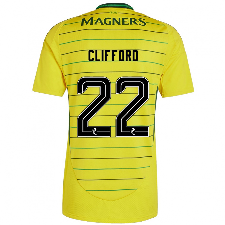 Kinder Fußball Lucy Ashworth-Clifford #22 Gelb Auswärtstrikot Trikot 2024/25 T-Shirt Luxemburg