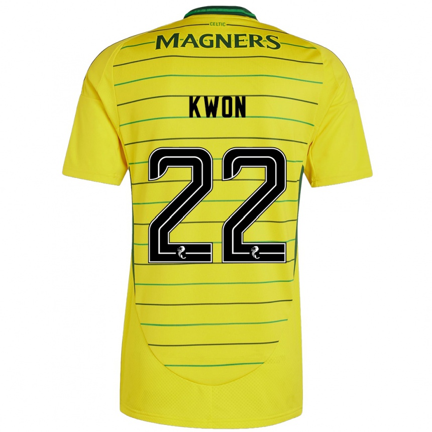 Kinder Fußball Hyeok-Kyu Kwon #22 Gelb Auswärtstrikot Trikot 2024/25 T-Shirt Luxemburg