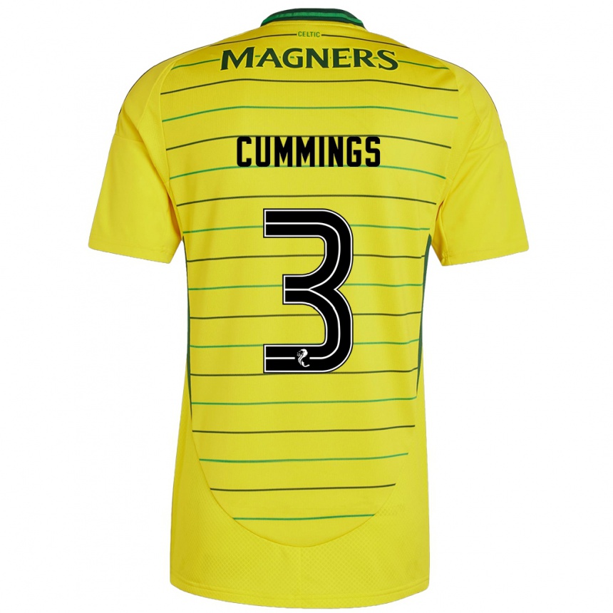 Kinder Fußball Sydney Cummings #3 Gelb Auswärtstrikot Trikot 2024/25 T-Shirt Luxemburg