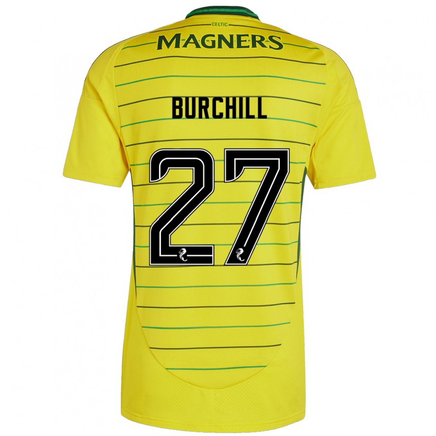 Kinder Fußball Tiree Burchill #27 Gelb Auswärtstrikot Trikot 2024/25 T-Shirt Luxemburg