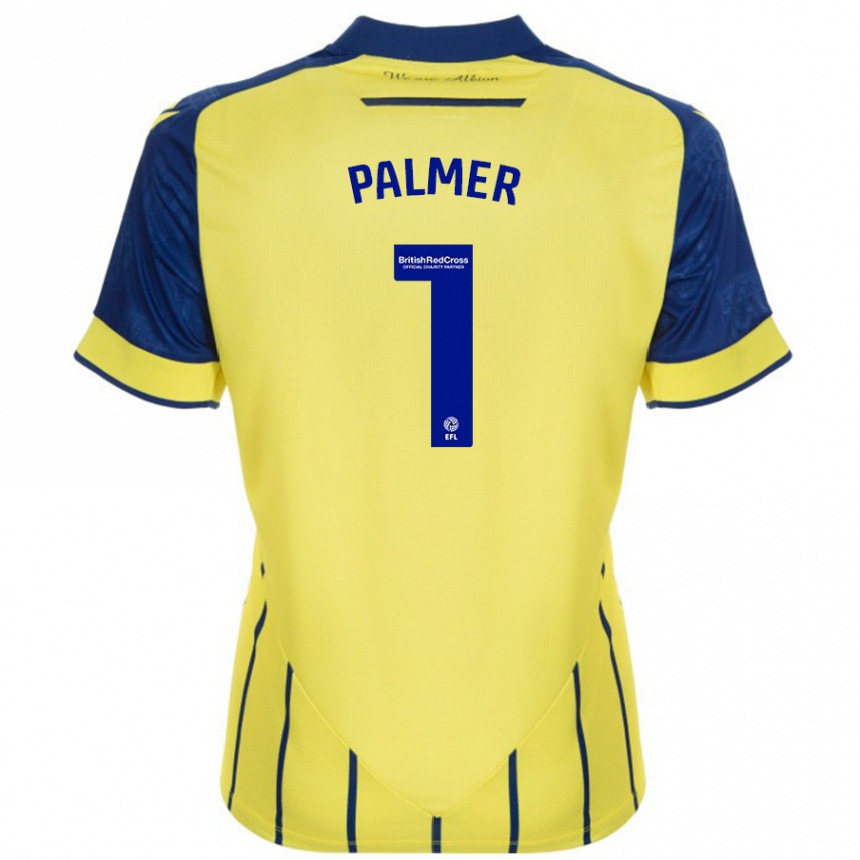 Kinder Fußball Alex Palmer #1 Gelb Blau Auswärtstrikot Trikot 2024/25 T-Shirt Luxemburg