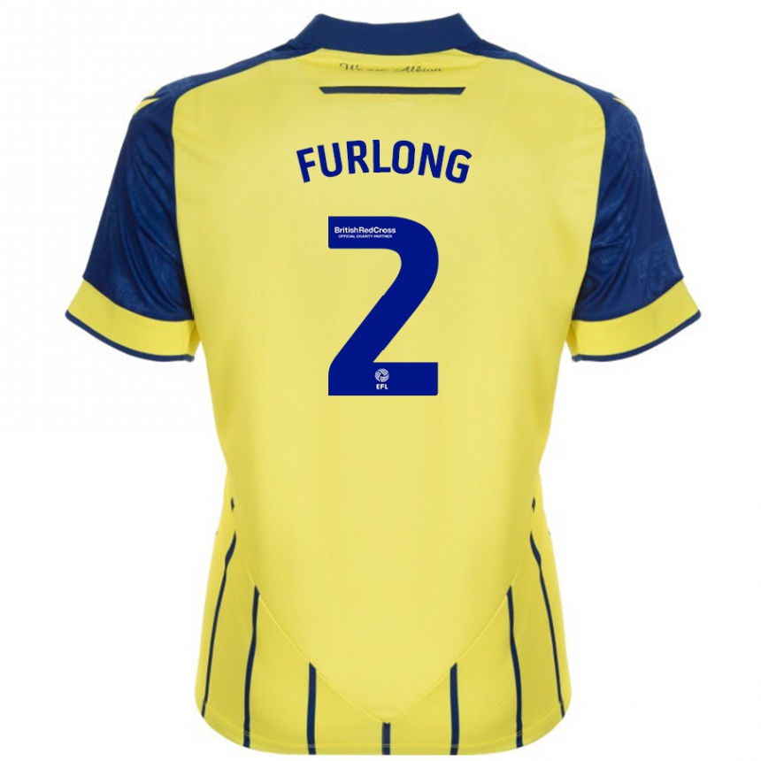 Kinder Fußball Darnell Furlong #2 Gelb Blau Auswärtstrikot Trikot 2024/25 T-Shirt Luxemburg