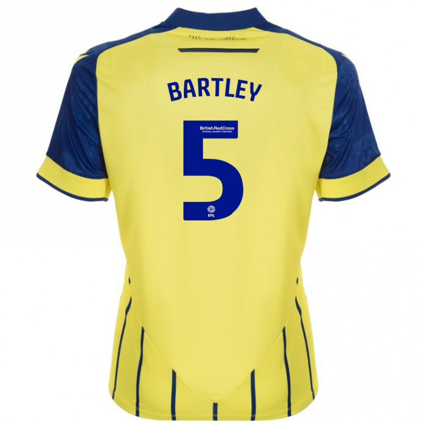 Kinder Fußball Kyle Bartley #5 Gelb Blau Auswärtstrikot Trikot 2024/25 T-Shirt Luxemburg