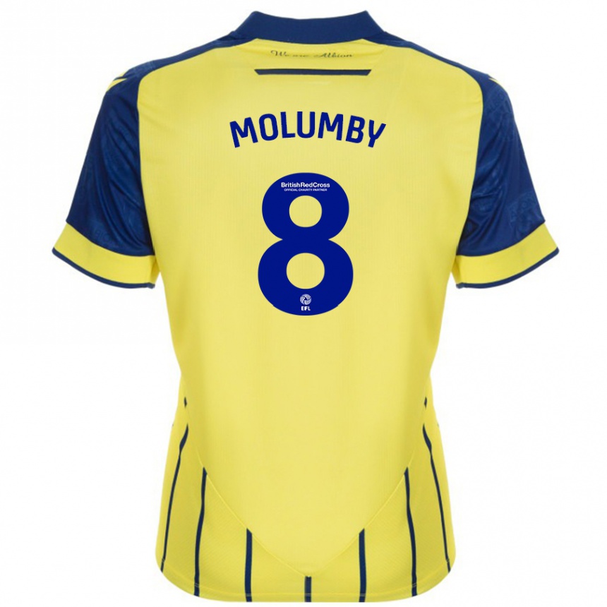 Kinder Fußball Jayson Molumby #8 Gelb Blau Auswärtstrikot Trikot 2024/25 T-Shirt Luxemburg