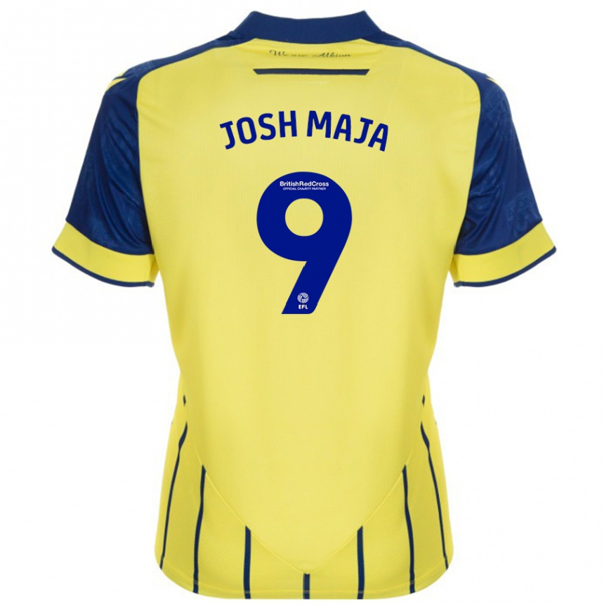 Kinder Fußball Josh Maja #9 Gelb Blau Auswärtstrikot Trikot 2024/25 T-Shirt Luxemburg