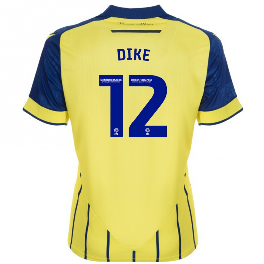 Kinder Fußball Daryl Dike #12 Gelb Blau Auswärtstrikot Trikot 2024/25 T-Shirt Luxemburg