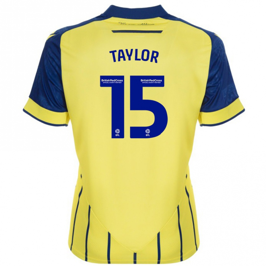 Kinder Fußball Caleb Taylor #15 Gelb Blau Auswärtstrikot Trikot 2024/25 T-Shirt Luxemburg