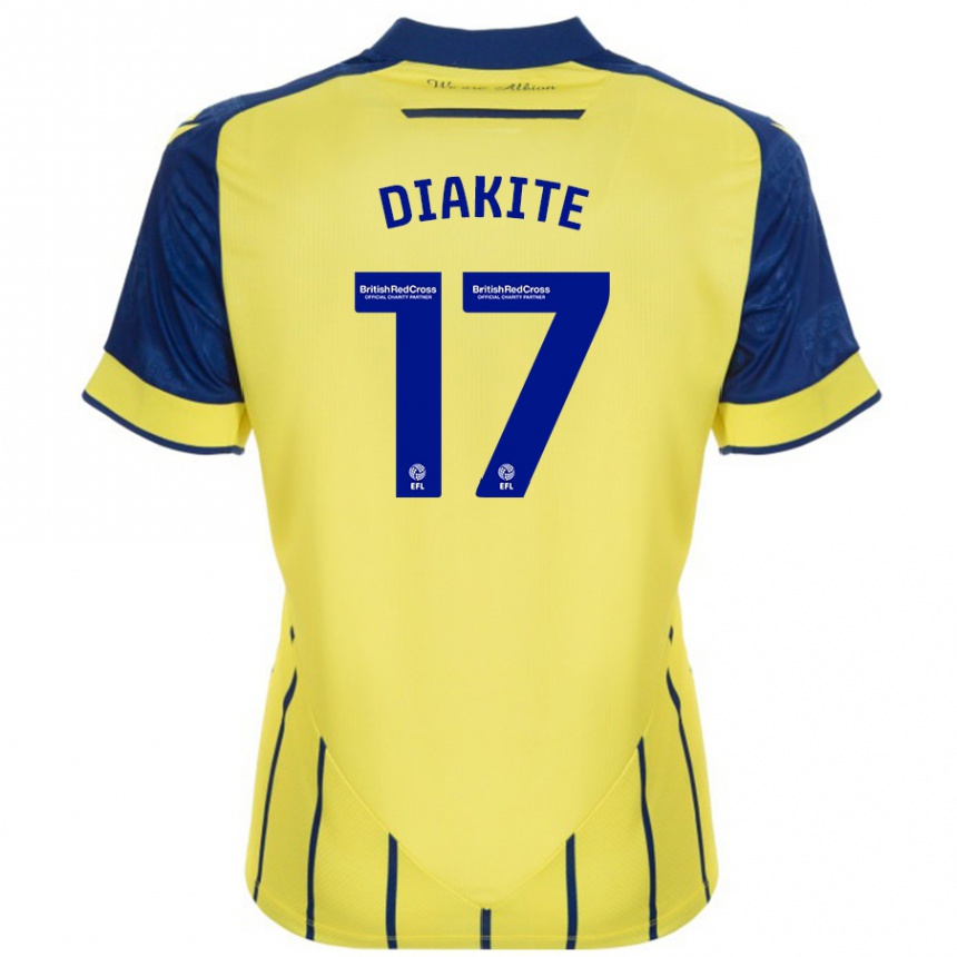 Kinder Fußball Ousmane Diakité #17 Gelb Blau Auswärtstrikot Trikot 2024/25 T-Shirt Luxemburg