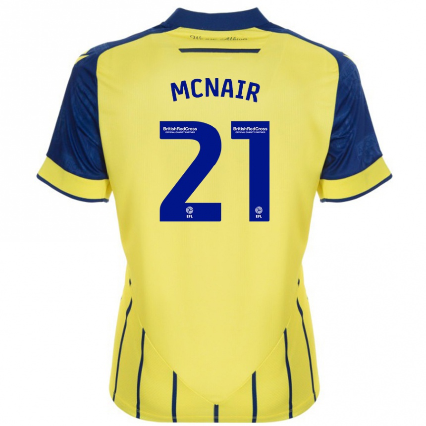 Kinder Fußball Paddy Mcnair #21 Gelb Blau Auswärtstrikot Trikot 2024/25 T-Shirt Luxemburg