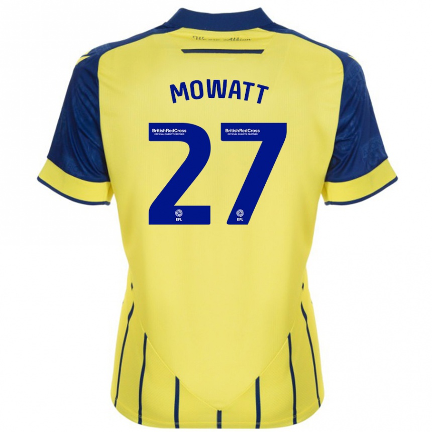 Kinder Fußball Alex Mowatt #27 Gelb Blau Auswärtstrikot Trikot 2024/25 T-Shirt Luxemburg