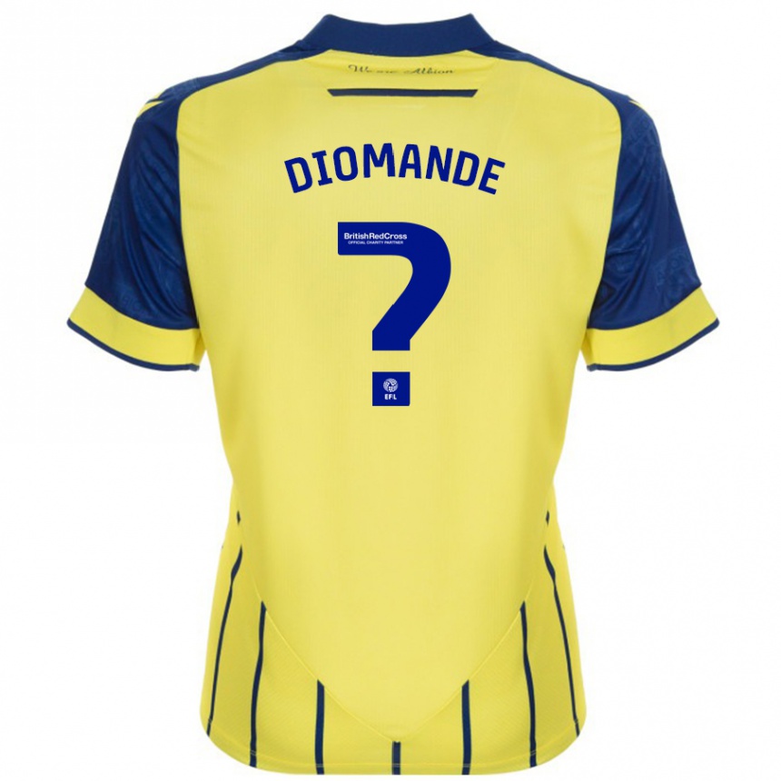 Kinder Fußball Muhamed Diomande #0 Gelb Blau Auswärtstrikot Trikot 2024/25 T-Shirt Luxemburg