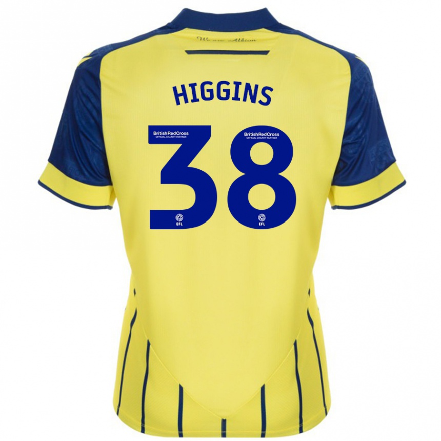 Kinder Fußball Akeel Higgins #38 Gelb Blau Auswärtstrikot Trikot 2024/25 T-Shirt Luxemburg