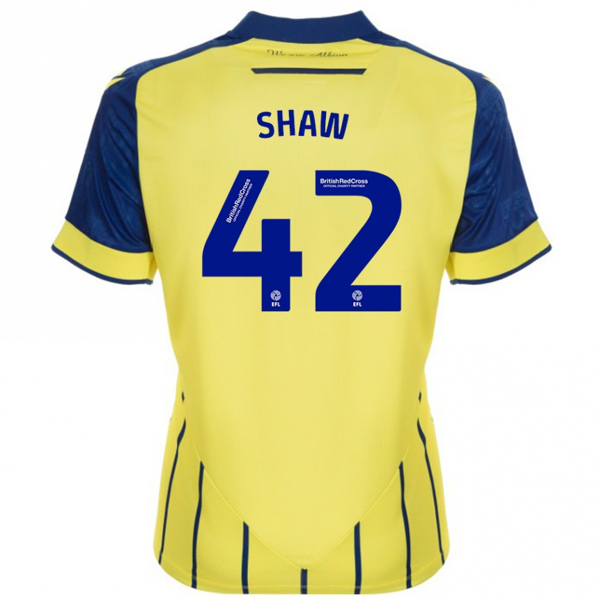 Kinder Fußball Josh Shaw #42 Gelb Blau Auswärtstrikot Trikot 2024/25 T-Shirt Luxemburg