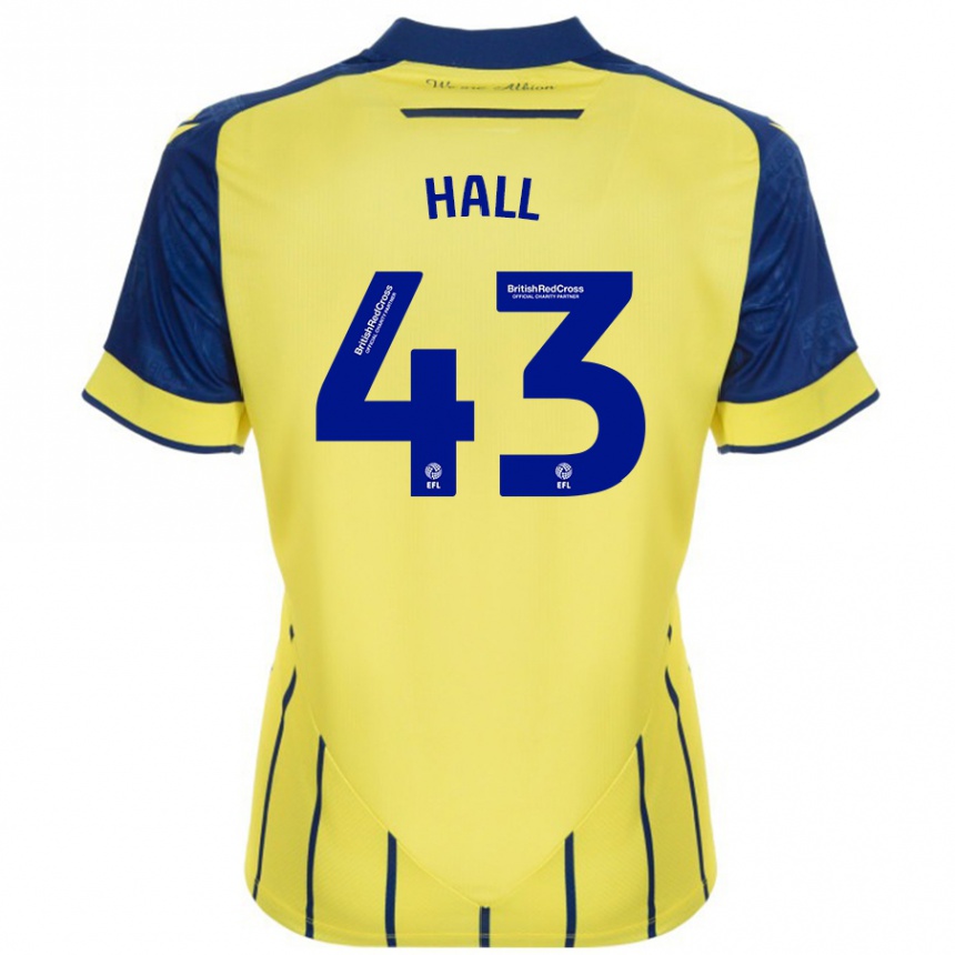 Kinder Fußball Reece Hall #43 Gelb Blau Auswärtstrikot Trikot 2024/25 T-Shirt Luxemburg