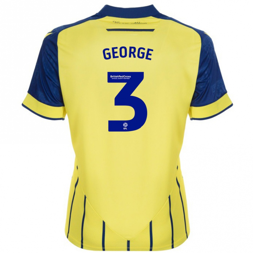 Kinder Fußball Hannah George #3 Gelb Blau Auswärtstrikot Trikot 2024/25 T-Shirt Luxemburg