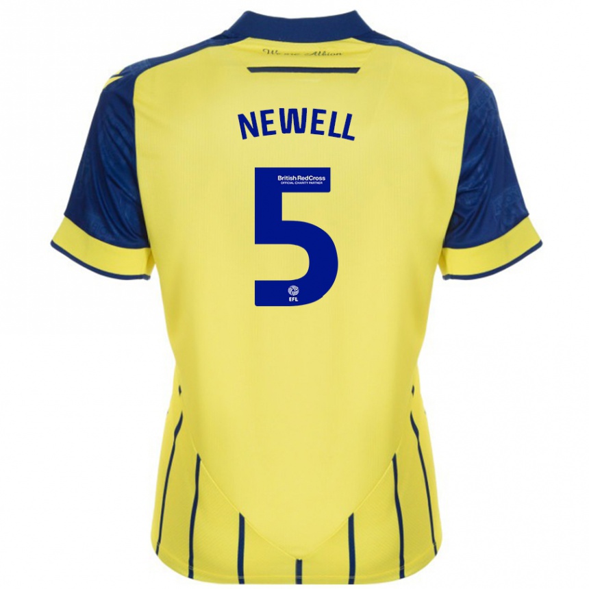 Kinder Fußball Lucy Newell #5 Gelb Blau Auswärtstrikot Trikot 2024/25 T-Shirt Luxemburg