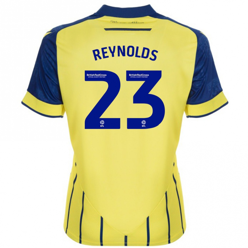 Kinder Fußball Taylor Reynolds #23 Gelb Blau Auswärtstrikot Trikot 2024/25 T-Shirt Luxemburg