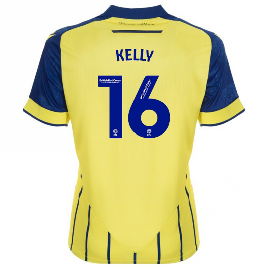 Kinder Fußball Martin Kelly #16 Gelb Blau Auswärtstrikot Trikot 2024/25 T-Shirt Luxemburg