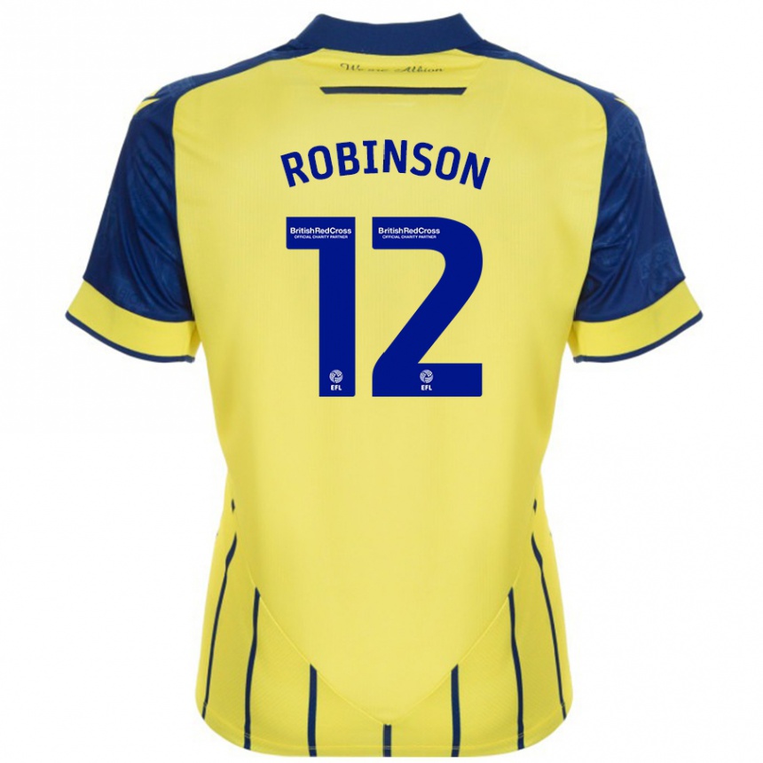 Kinder Fußball Leanne Robinson #12 Gelb Blau Auswärtstrikot Trikot 2024/25 T-Shirt Luxemburg