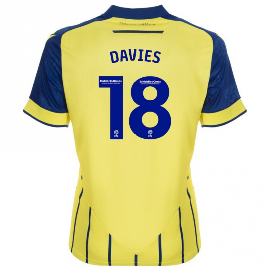 Kinder Fußball Jessica Davies #18 Gelb Blau Auswärtstrikot Trikot 2024/25 T-Shirt Luxemburg