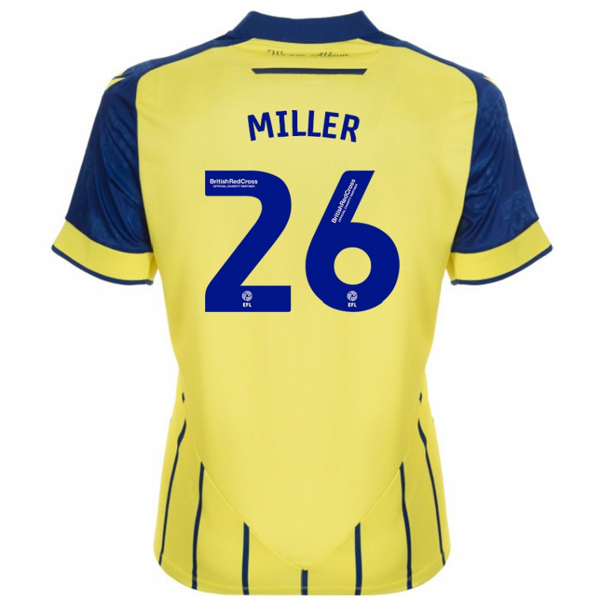 Kinder Fußball Nna Miller #26 Gelb Blau Auswärtstrikot Trikot 2024/25 T-Shirt Luxemburg