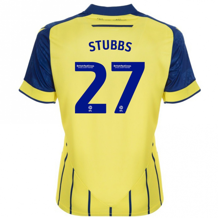 Kinder Fußball Olivia Stubbs #27 Gelb Blau Auswärtstrikot Trikot 2024/25 T-Shirt Luxemburg