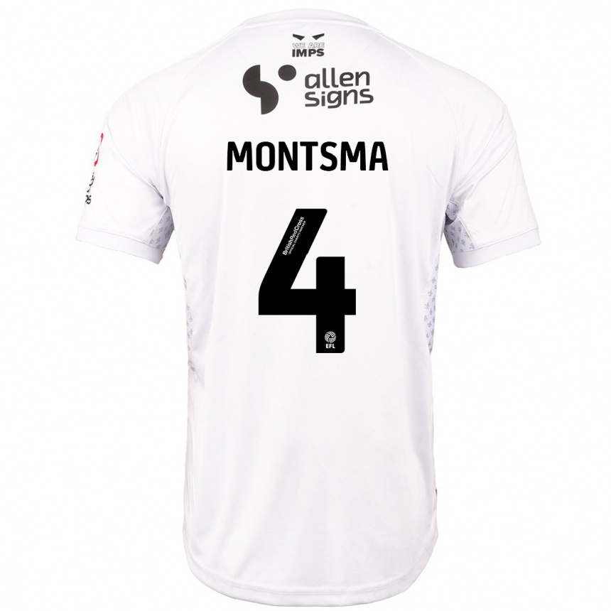 Kinder Fußball Lewis Montsma #4 Rot Weiß Auswärtstrikot Trikot 2024/25 T-Shirt Luxemburg