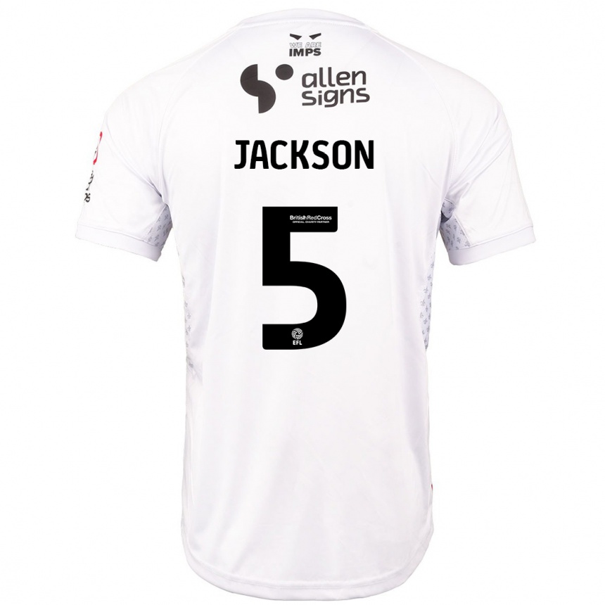 Kinder Fußball Adam Jackson #5 Rot Weiß Auswärtstrikot Trikot 2024/25 T-Shirt Luxemburg