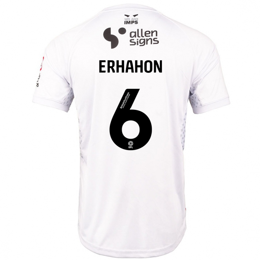 Kinder Fußball Ethan Erhahon #6 Rot Weiß Auswärtstrikot Trikot 2024/25 T-Shirt Luxemburg