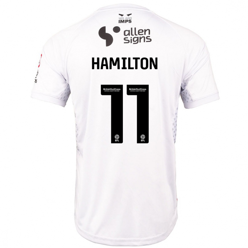 Kinder Fußball Ethan Hamilton #11 Rot Weiß Auswärtstrikot Trikot 2024/25 T-Shirt Luxemburg