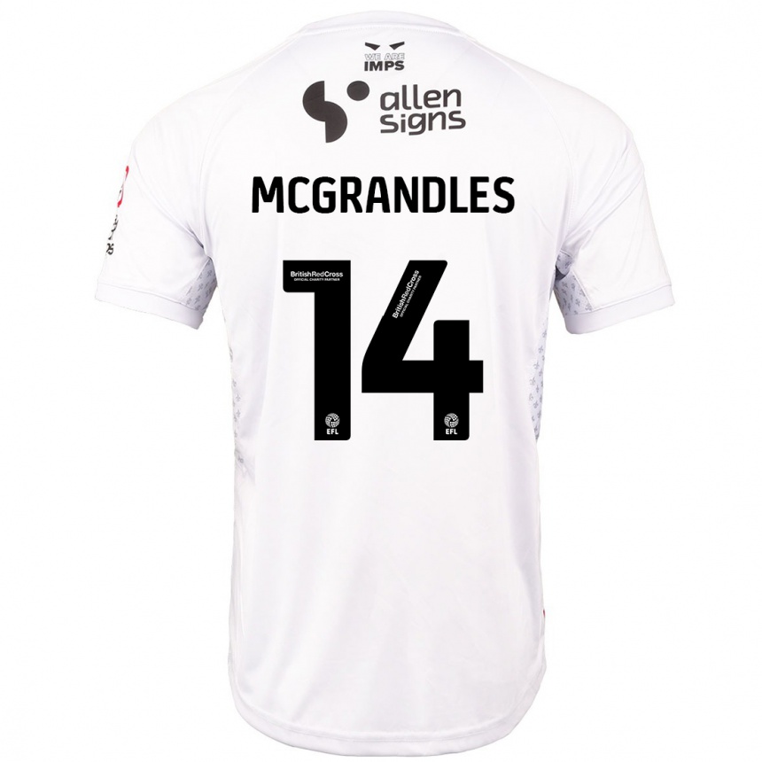 Kinder Fußball Conor Mcgrandles #14 Rot Weiß Auswärtstrikot Trikot 2024/25 T-Shirt Luxemburg