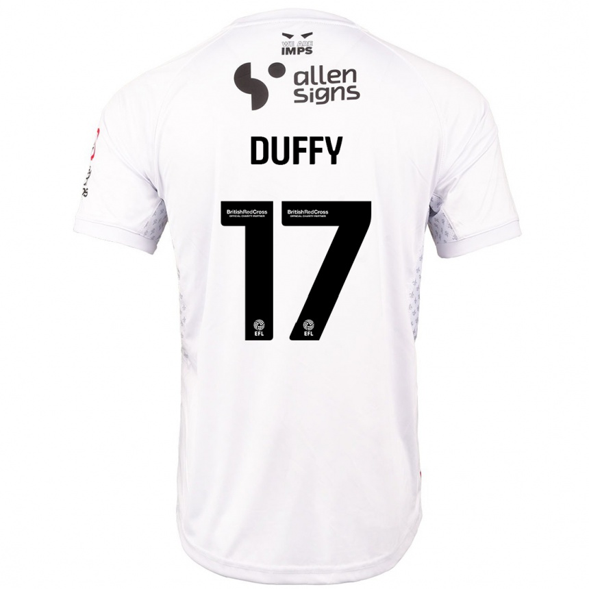 Kinder Fußball Dylan Duffy #17 Rot Weiß Auswärtstrikot Trikot 2024/25 T-Shirt Luxemburg