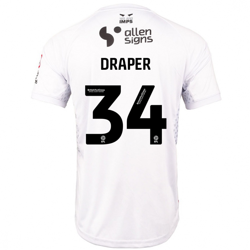 Kinder Fußball Freddie Draper #34 Rot Weiß Auswärtstrikot Trikot 2024/25 T-Shirt Luxemburg