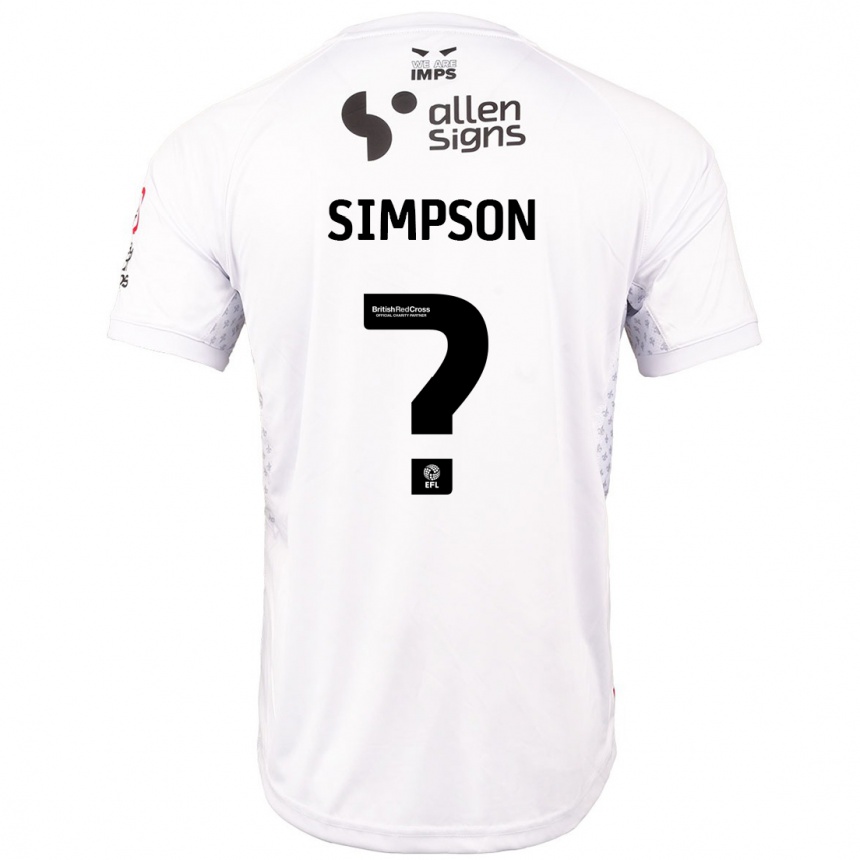 Kinder Fußball John Simpson #0 Rot Weiß Auswärtstrikot Trikot 2024/25 T-Shirt Luxemburg