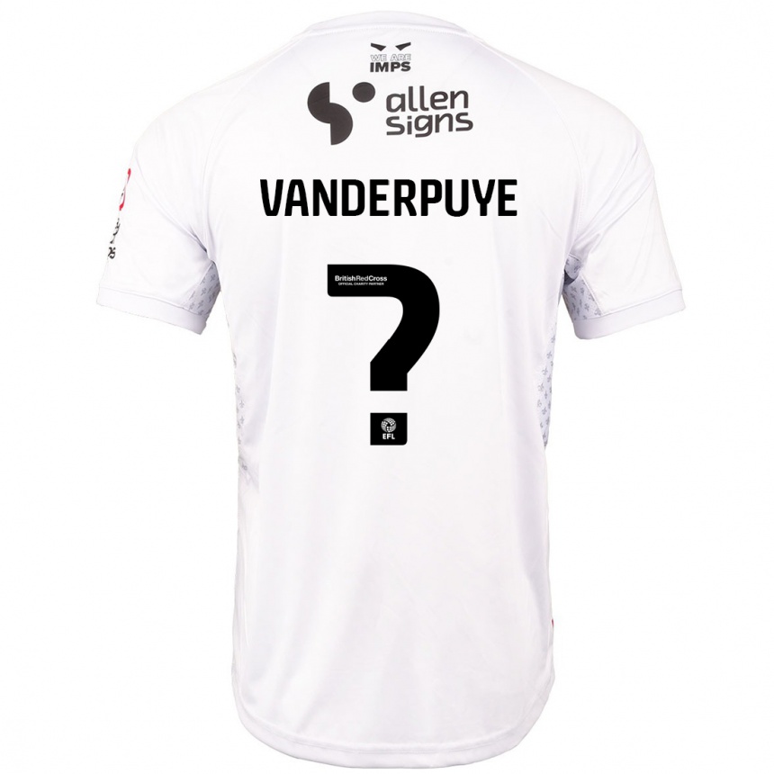 Kinder Fußball Daniel Vanderpuye #0 Rot Weiß Auswärtstrikot Trikot 2024/25 T-Shirt Luxemburg