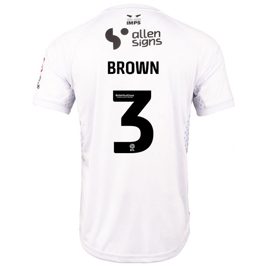 Kinder Fußball Jaden Brown #3 Rot Weiß Auswärtstrikot Trikot 2024/25 T-Shirt Luxemburg