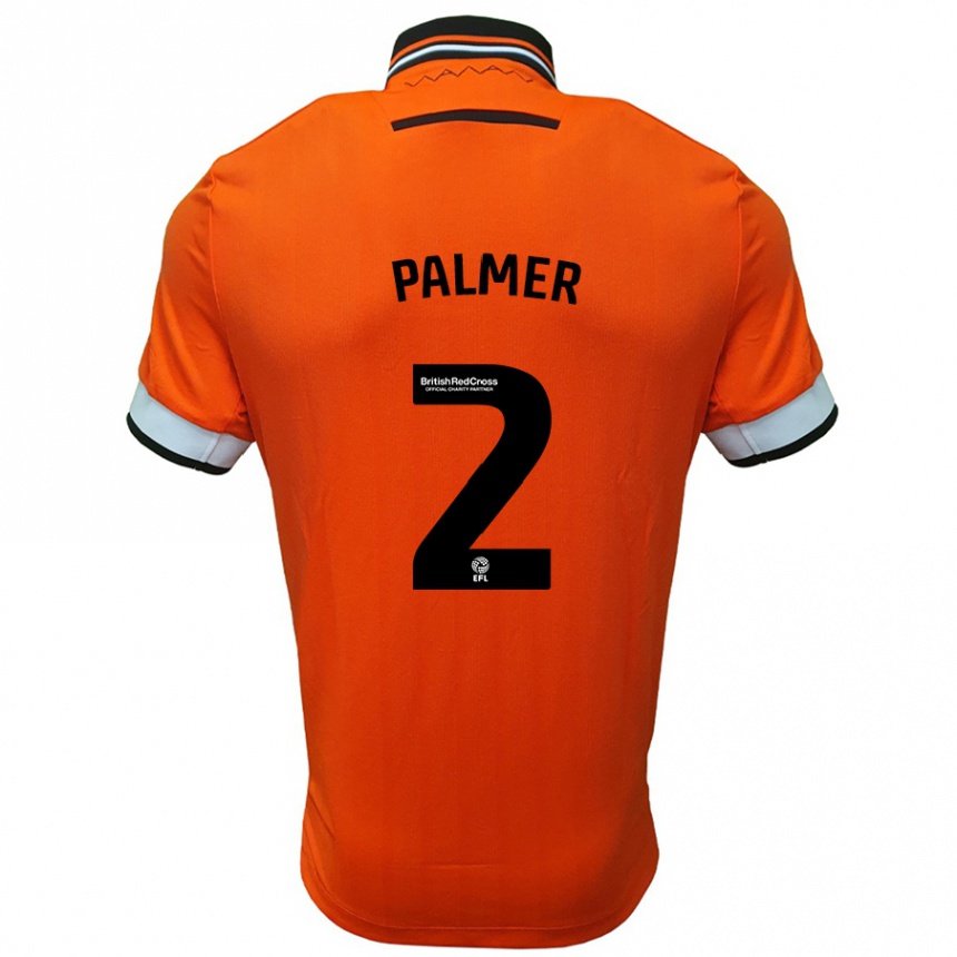 Kinder Fußball Liam Palmer #2 Orange Weiß Auswärtstrikot Trikot 2024/25 T-Shirt Luxemburg