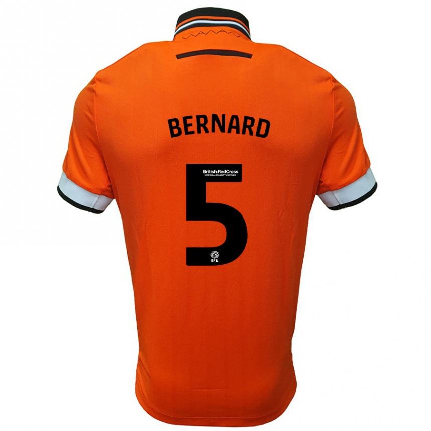 Kinder Fußball Di'shon Bernard #5 Orange Weiß Auswärtstrikot Trikot 2024/25 T-Shirt Luxemburg