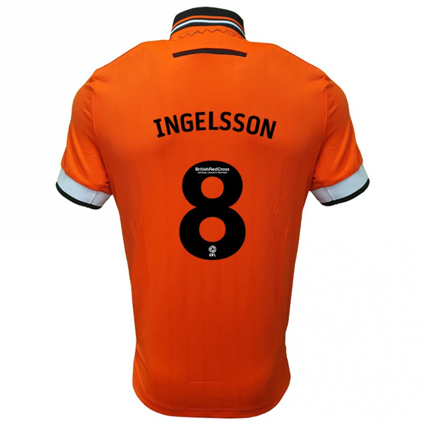 Kinder Fußball Svante Ingelsson #8 Orange Weiß Auswärtstrikot Trikot 2024/25 T-Shirt Luxemburg