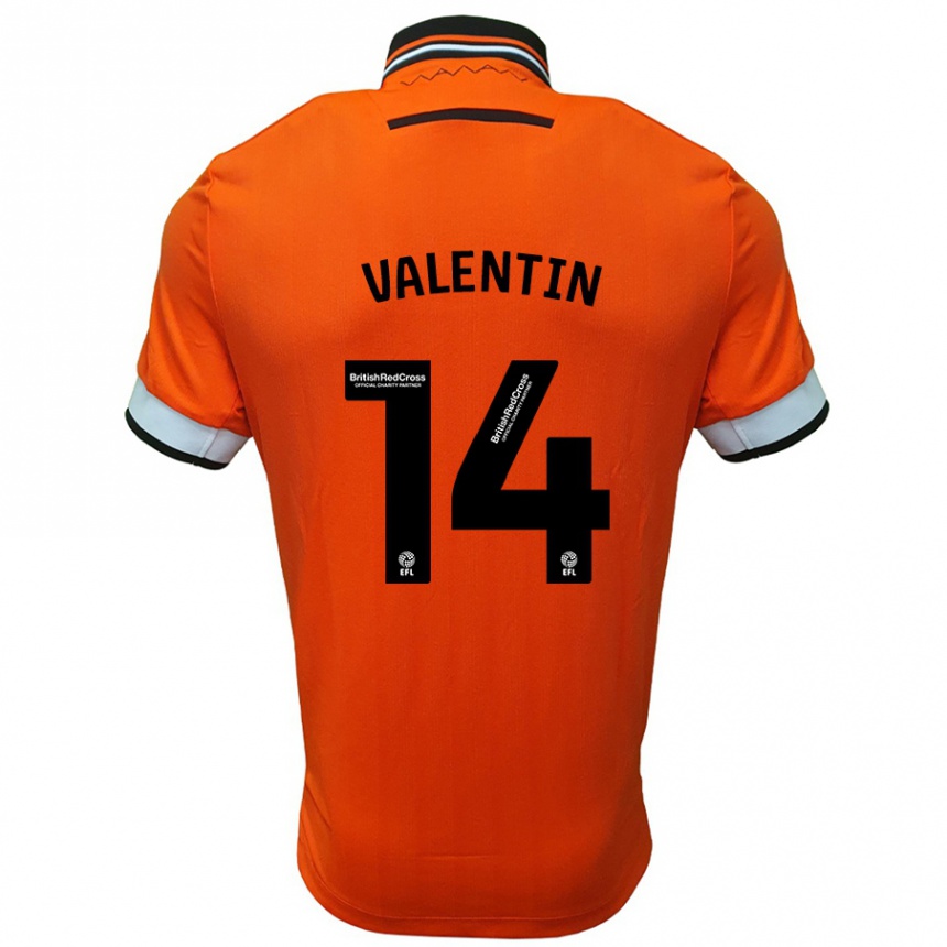 Kinder Fußball Pol Valentín #14 Orange Weiß Auswärtstrikot Trikot 2024/25 T-Shirt Luxemburg