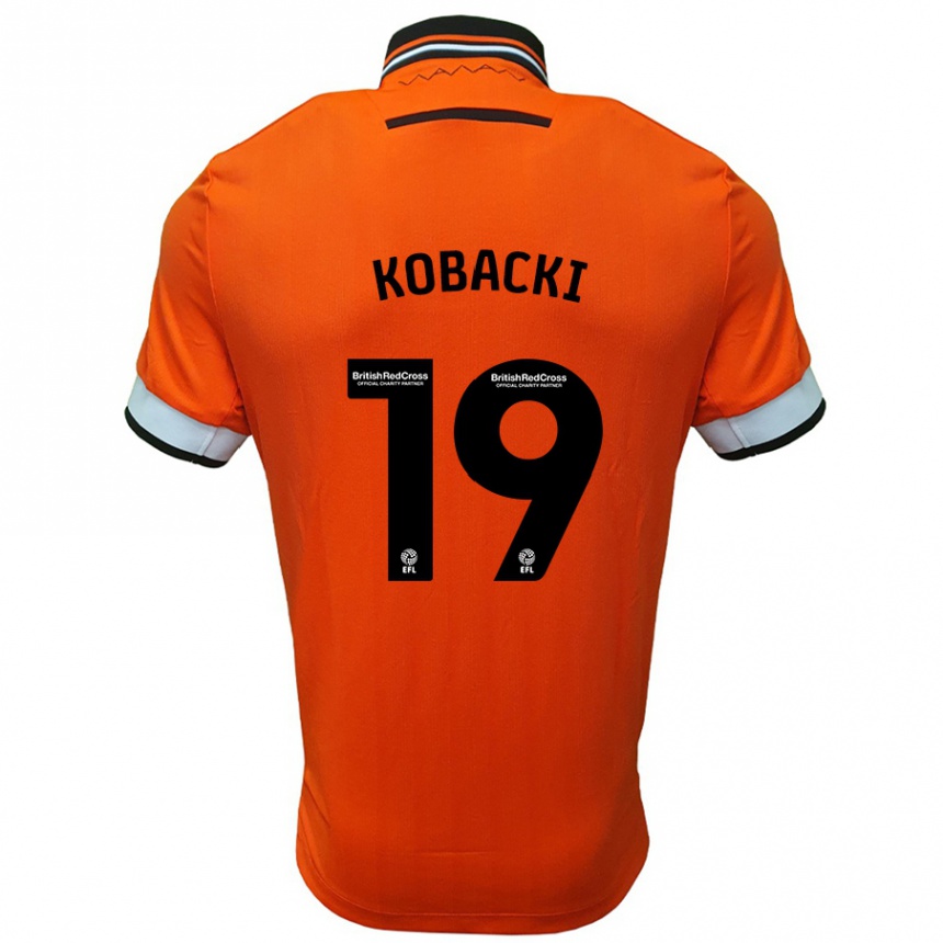 Kinder Fußball Olaf Kobacki #19 Orange Weiß Auswärtstrikot Trikot 2024/25 T-Shirt Luxemburg