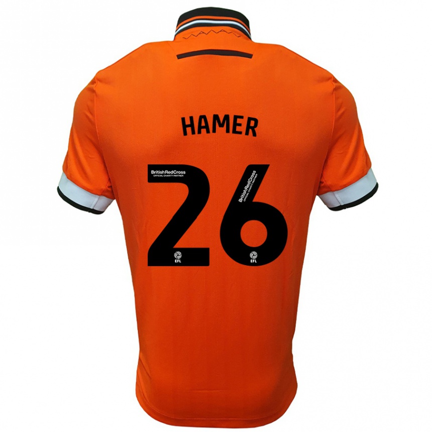 Kinder Fußball Ben Hamer #26 Orange Weiß Auswärtstrikot Trikot 2024/25 T-Shirt Luxemburg