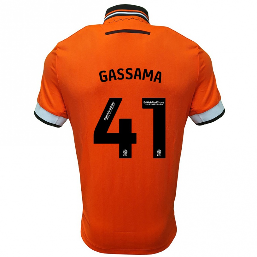 Kinder Fußball Djeidi Gassama #41 Orange Weiß Auswärtstrikot Trikot 2024/25 T-Shirt Luxemburg