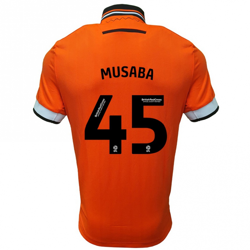 Kinder Fußball Anthony Musaba #45 Orange Weiß Auswärtstrikot Trikot 2024/25 T-Shirt Luxemburg