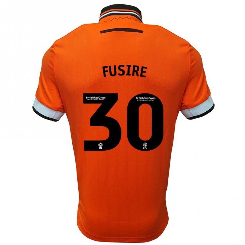 Kinder Fußball Sean Fusire #30 Orange Weiß Auswärtstrikot Trikot 2024/25 T-Shirt Luxemburg